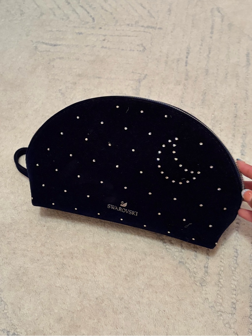 Swarovski Navy Blue Velvet Crystal-Embellished Clutch Purse